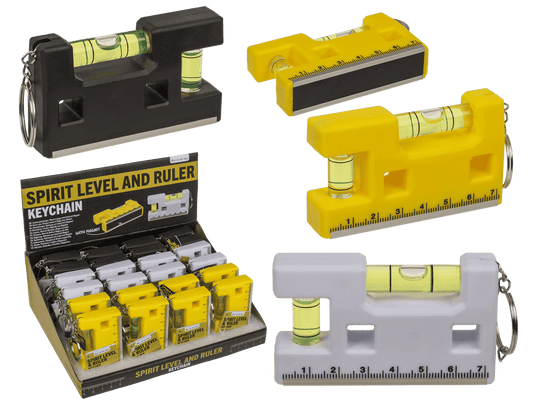 Metal keychain, Spirit Level and Ruler,