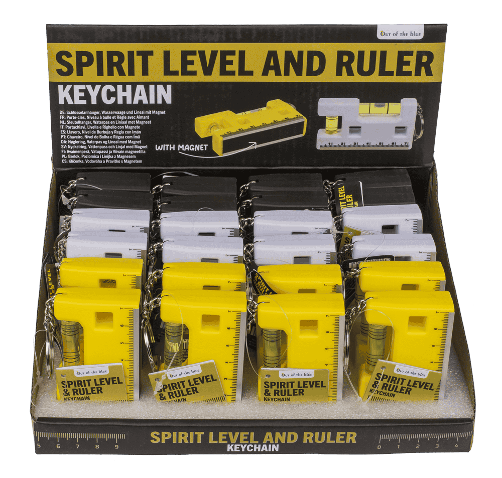Metal keychain, Spirit Level and Ruler,