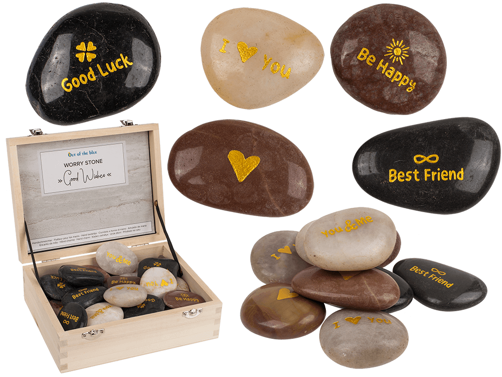 Worry stone with english wording,