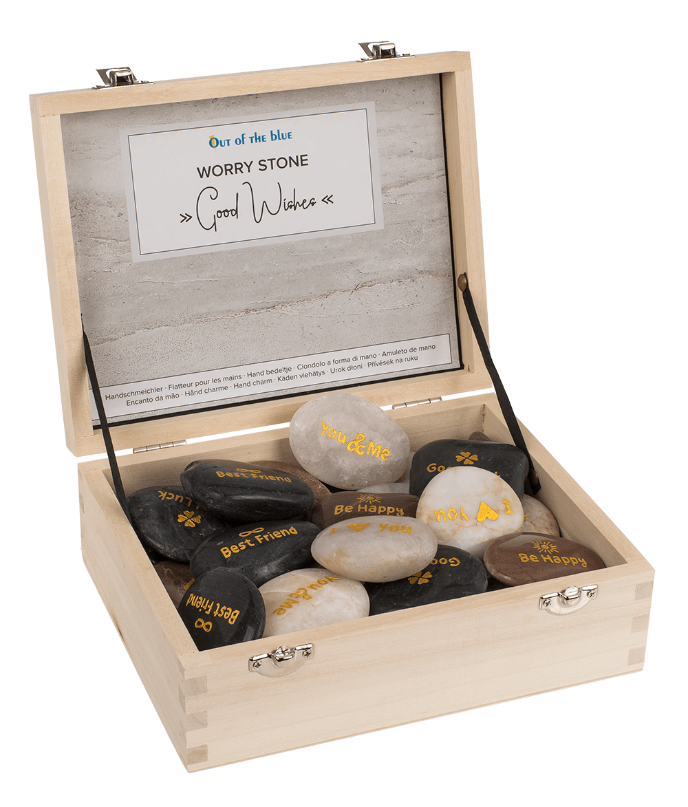 Worry stone with english wording,