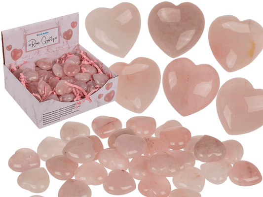 Heart shaped rose quartz,