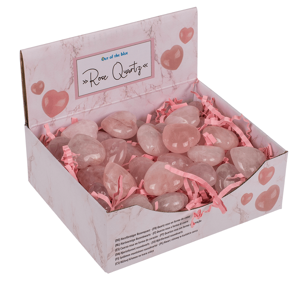 Heart shaped rose quartz,