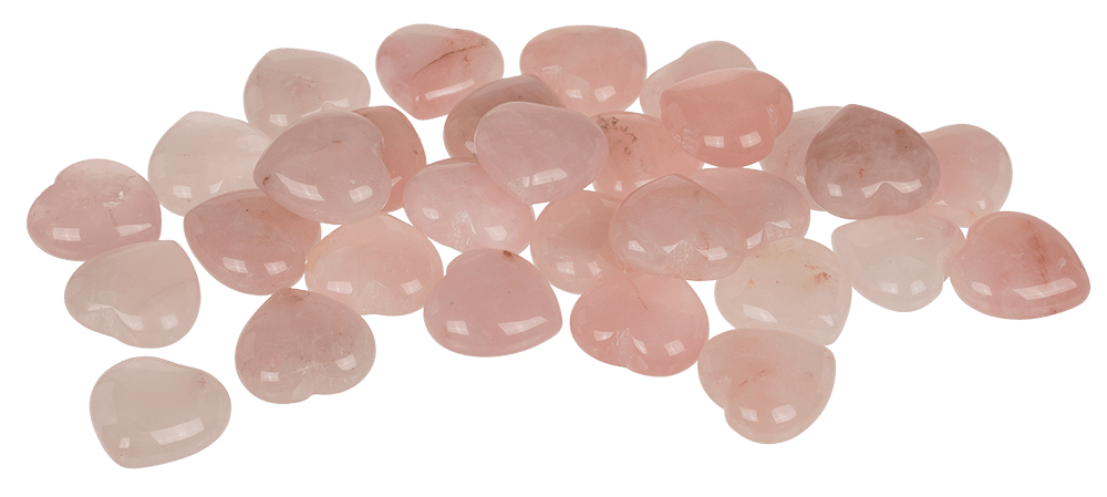 Heart shaped rose quartz,