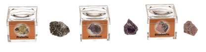 Mineral stones, in magnifying box with booklet,