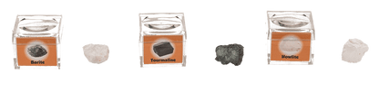 Mineral stones, in magnifying box with booklet,