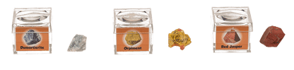 Mineral stones, in magnifying box with booklet,