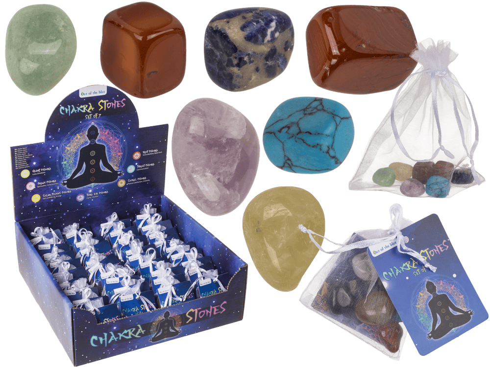 Chakra stones, set of 7 pcs in organza sachet,