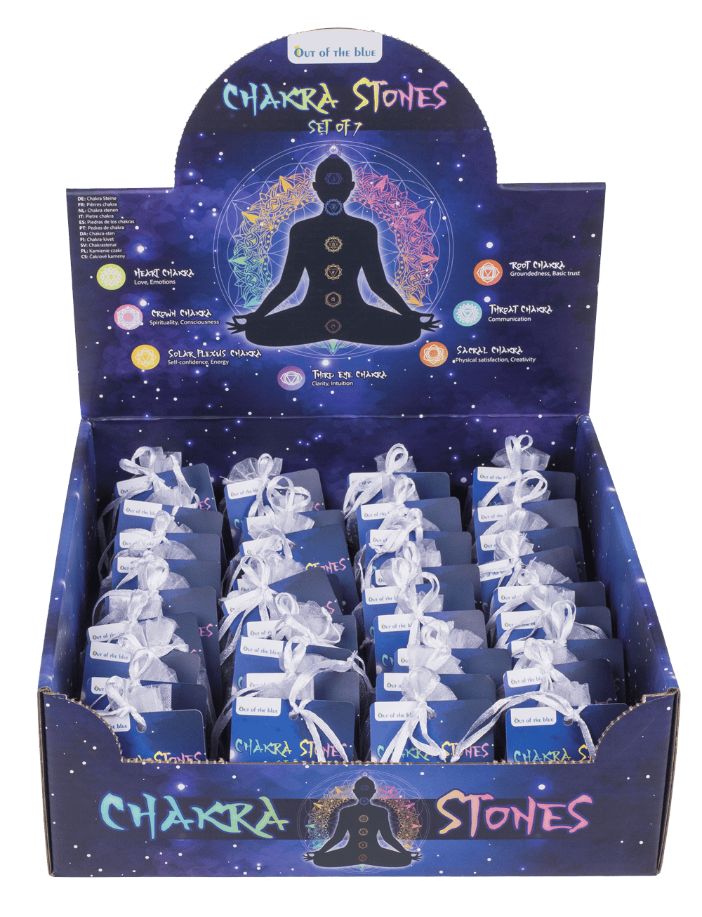 Chakra stones, set of 7 pcs in organza sachet,