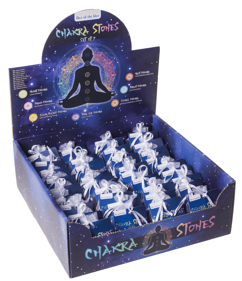 Chakra stones, set of 7 pcs in organza sachet,
