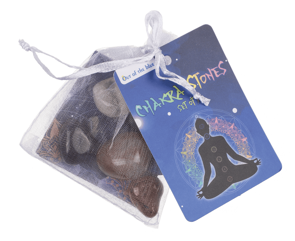 Chakra stones, set of 7 pcs in organza sachet,