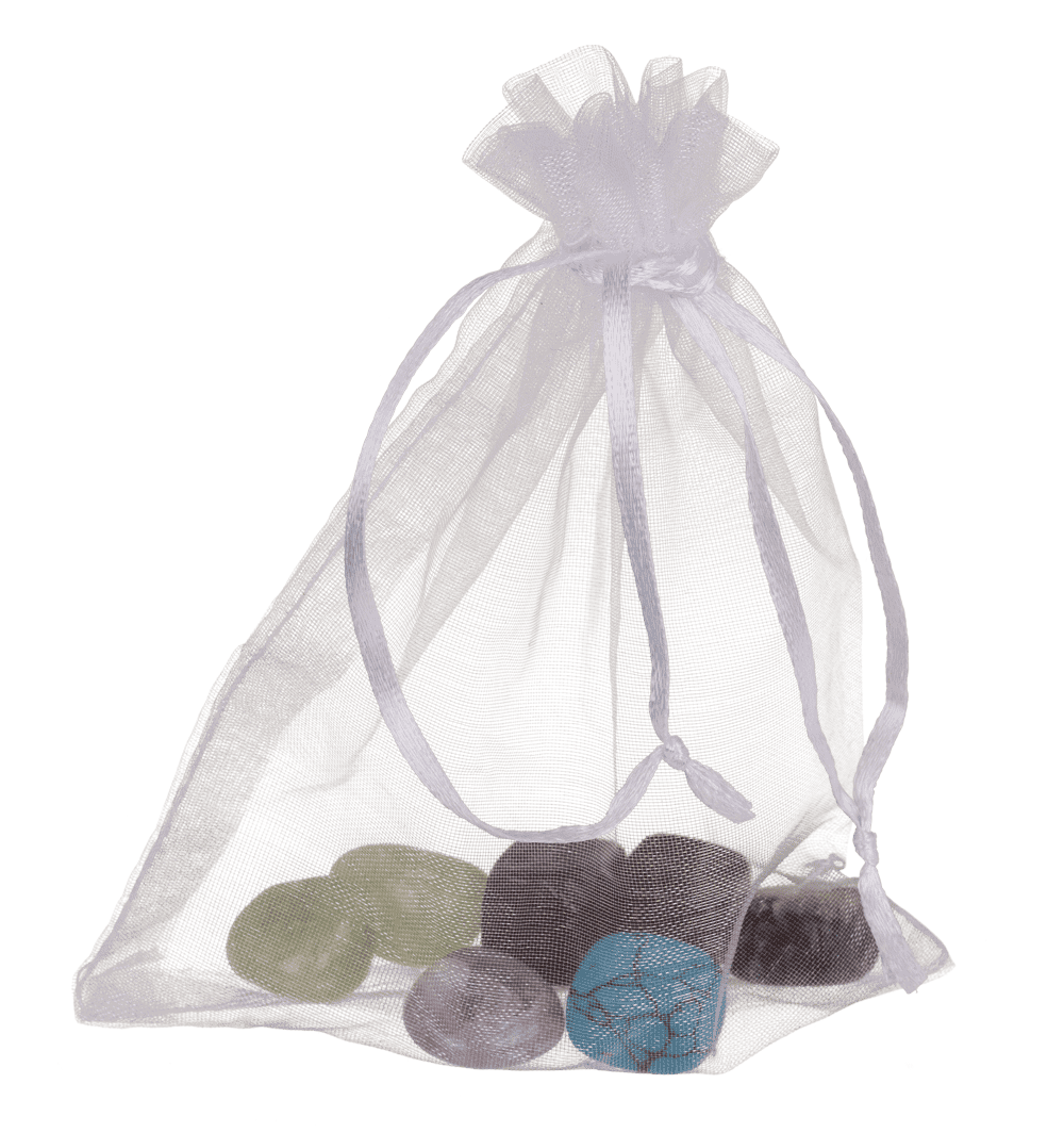 Chakra stones, set of 7 pcs in organza sachet,