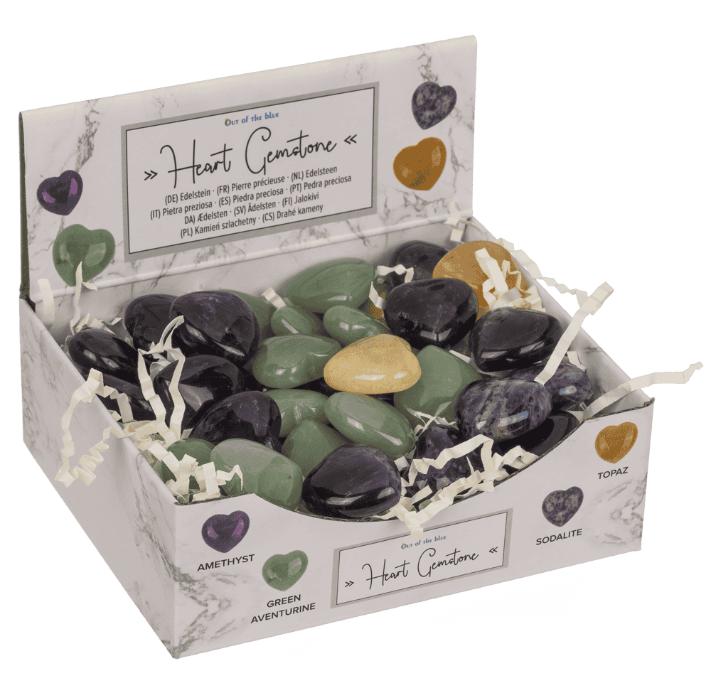 Gem stone, heart, 2,5 cm,