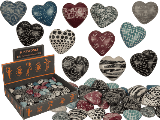 Soap Stones, Hearts, with engraving,