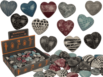 Soap Stones, Hearts, with engraving,