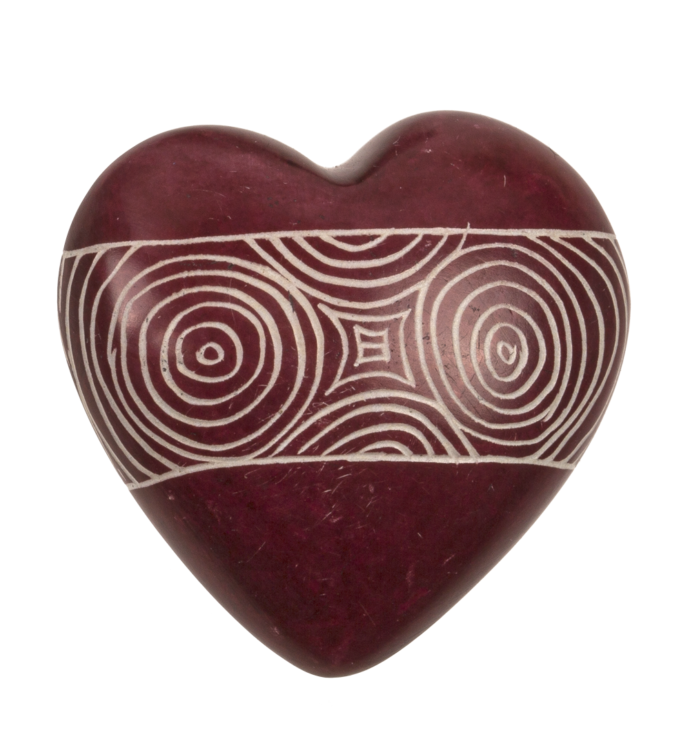 Soap Stones, Hearts, with engraving,