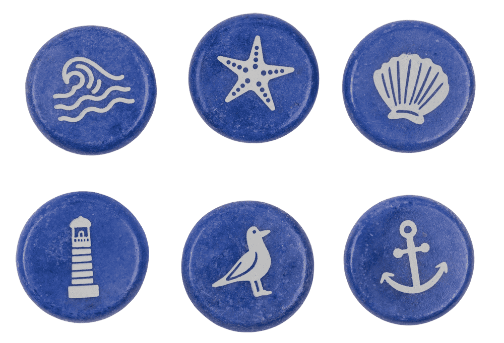 Printed marble stones, Maritime. 3,5 cm,