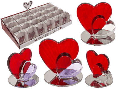 Glass heart, 4,5 cm, 2 colours ass., in PET box,