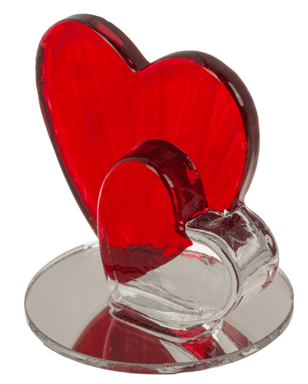 Glass heart, 4,5 cm, 2 colours ass., in PET box,