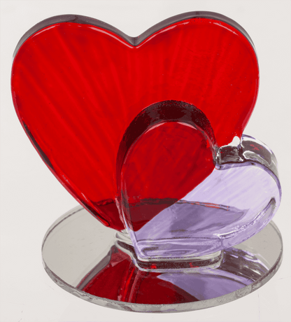 Glass heart, 4,5 cm, 2 colours ass., in PET box,