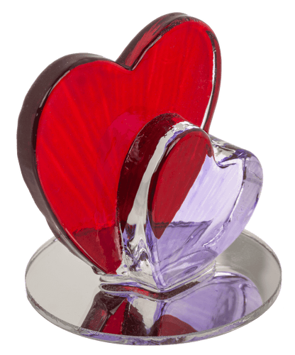 Glass heart, 4,5 cm, 2 colours ass., in PET box,