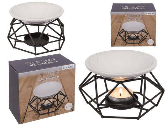 Ceramic bowl on metal frame,