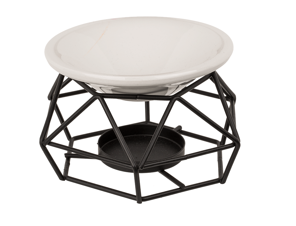 Ceramic bowl on metal frame,