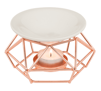 Ceramic bowl on rose gold metal frame,