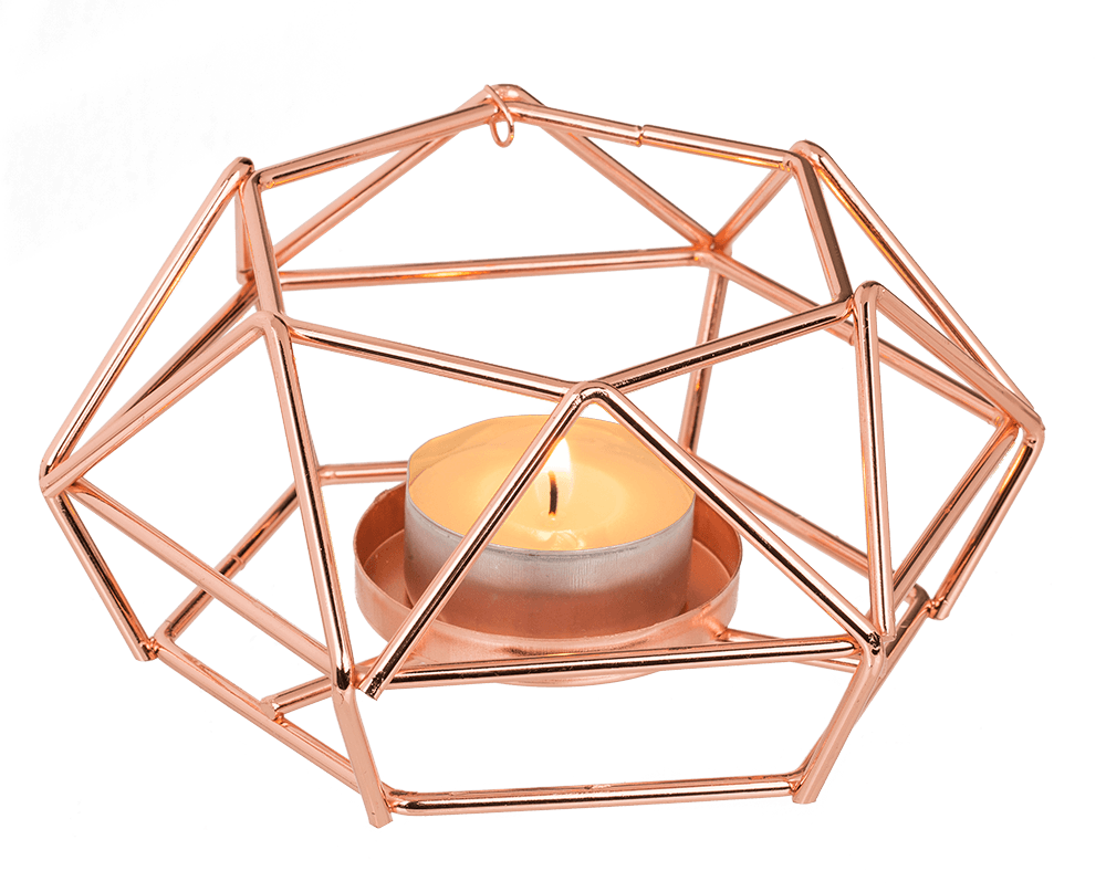 Ceramic bowl on rose gold metal frame,