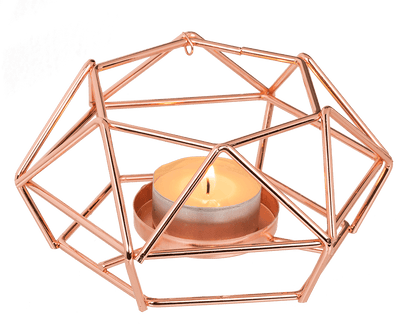 Ceramic bowl on rose gold metal frame,