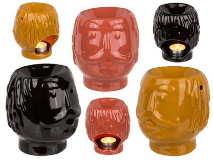 Oil burner, faces, ca. 11,5 x 11 x 12,8 cm