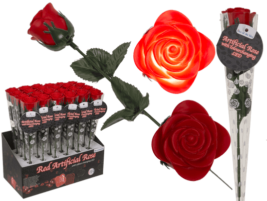 Red plastic rose with colour changing LED (incl.,