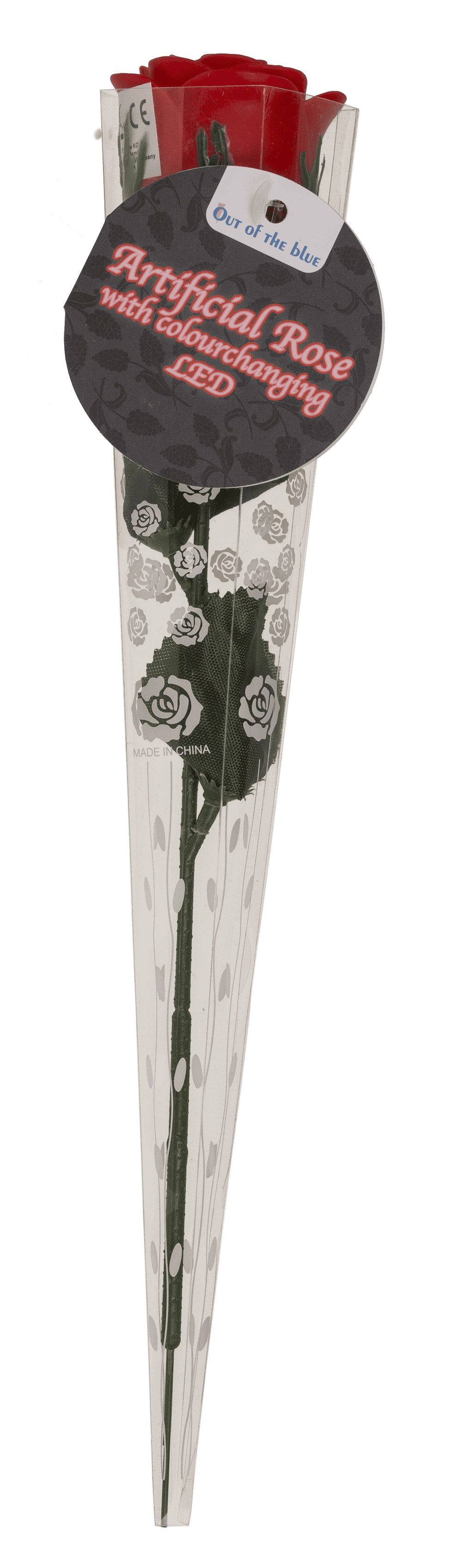 Red plastic rose with colour changing LED (incl.,