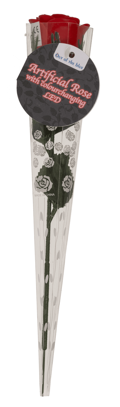 Red plastic rose with colour changing LED (incl.,