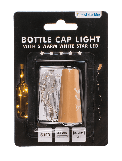Bottle cap light with 5 warm white star LED,