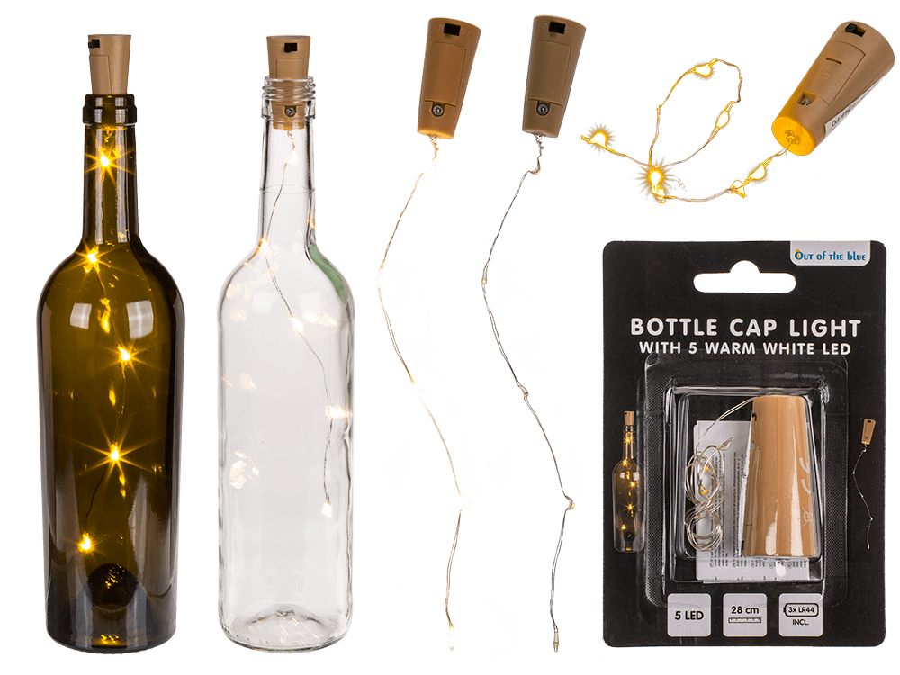 Bottle cap light with 5 warm white LED (including,