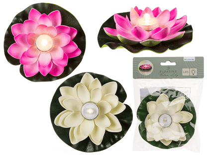 Floating water lily with warm white LED,