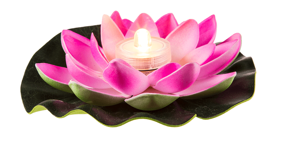 Floating water lily with warm white LED,