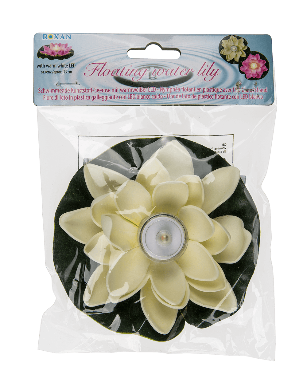 Floating water lily with warm white LED,