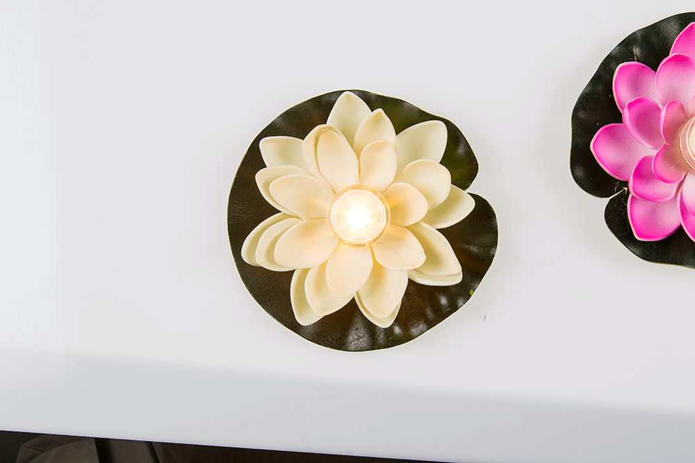 Floating water lily with warm white LED,