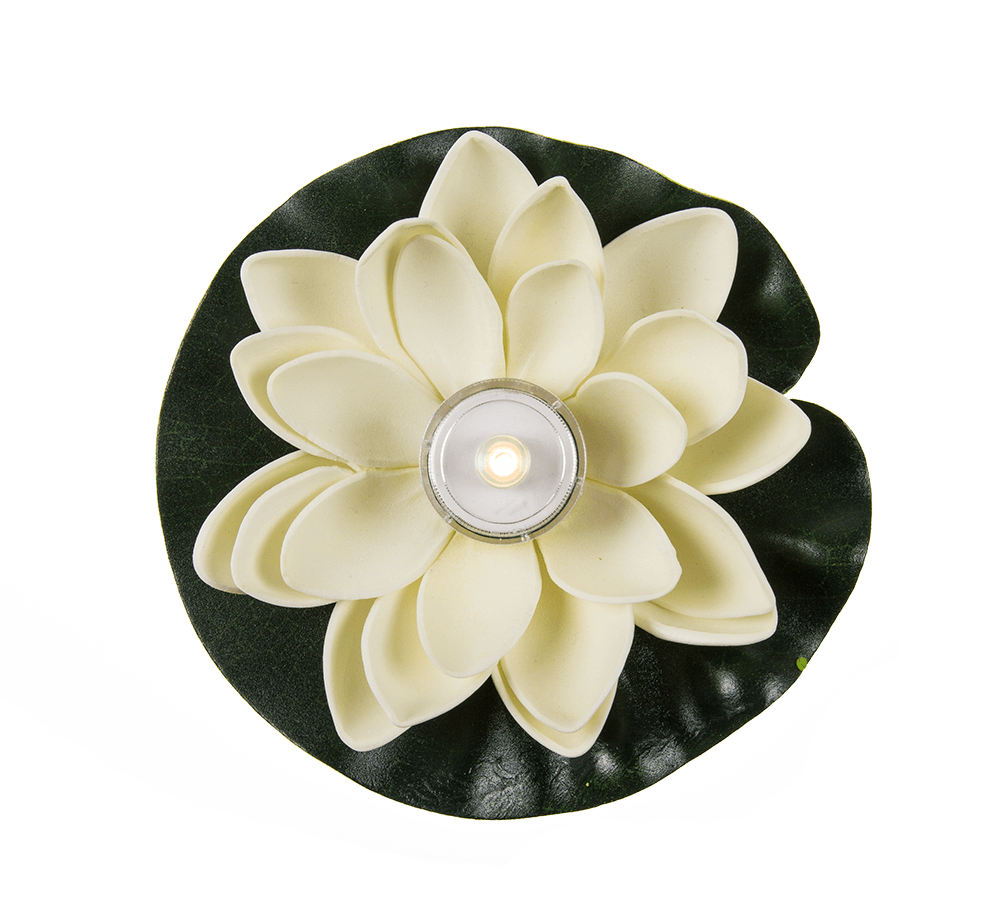 Floating water lily with warm white LED,