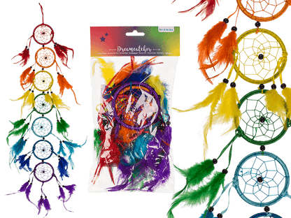 Colorful dream catcher with feathers, Rainbow,