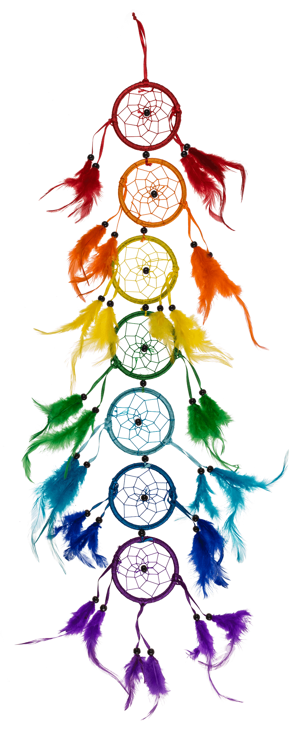 Colorful dream catcher with feathers, Rainbow,
