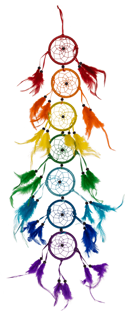 Colorful dream catcher with feathers, Rainbow,