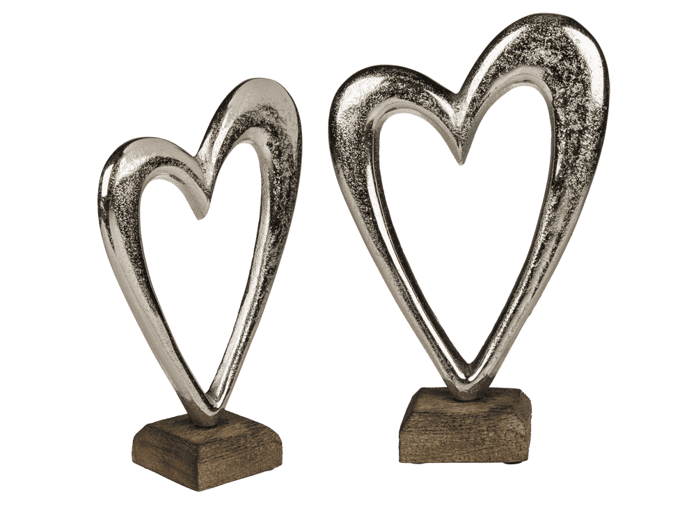 Metal heart on sleeperwood base,