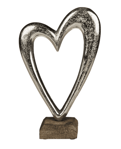 Metal heart on sleeperwood base,