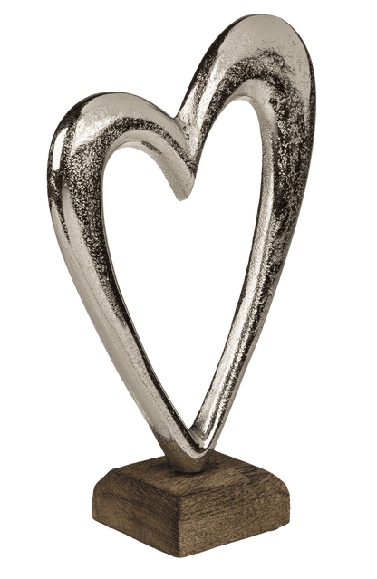 Metal heart on sleeperwood base,