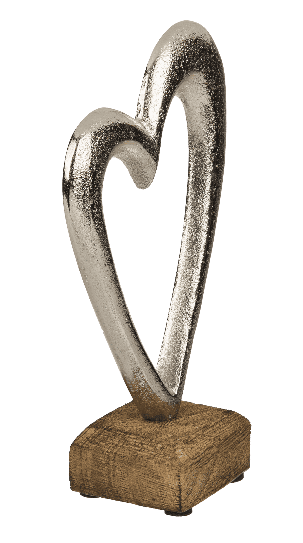 Metal heart on wooden base,