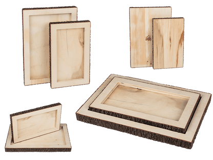 Wooden tablet, with bark,