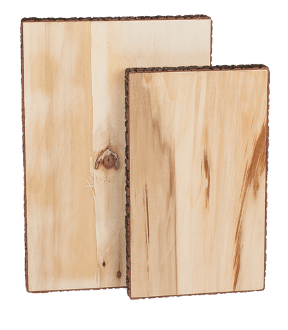 Wooden tablet, with bark,