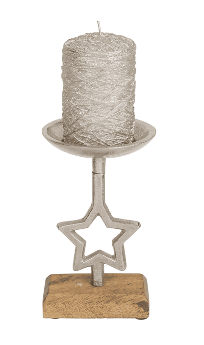 Silver coloured candleholder, Star